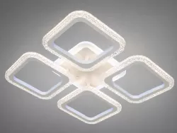 Потолочная LED люстра с пультом и диммером - 44+15Вт, 3000-5000К, геометрический дизайн, белая thumbnail