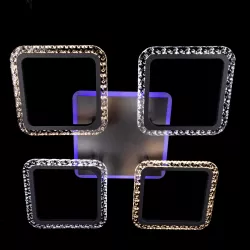 Потолочная LED люстра с пультом и диммером - 44+15Вт, 3000-5000К, геометрический дизайн, белая thumbnail