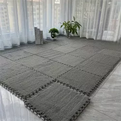 Коврик-пазл EL CAMINO с плюшевым покрытием - 10 шт, 30x30x1.5 см, серый, безопасный EVA+фланель, водонепроницаемый thumbnail
