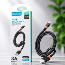 Кабель USB-Lightning Celebrat CB-33 - Быстрая зарядка 3A, 1 м, ПВХ soft-touch, для iPhone/iPad/iPod thumbnail