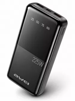 Повербанк 10000 мАч AWEI P10k - 22.5W, 2 USB порта, индикатор заряда, компактный дизайн thumbnail