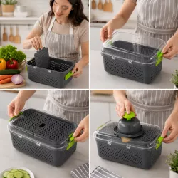 Овощерезка Veggie Slicer - 22 предмета, нержавеющая сталь, ABS-пластик, контейнер-дуршлаг, овощечистка thumbnail