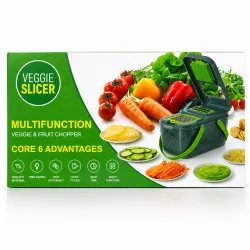 Овощерезка Veggie Slicer - 22 предмета, нержавеющая сталь, ABS-пластик, контейнер-дуршлаг, овощечистка thumbnail