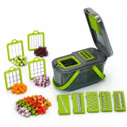 Овощерезка Veggie Slicer - 22 предмета, нержавеющая сталь, ABS-пластик, контейнер-дуршлаг, овощечистка thumbnail