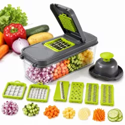 Овощерезка Veggie Slicer - 22 предмета, нержавеющая сталь, ABS-пластик, контейнер-дуршлаг, овощечистка thumbnail