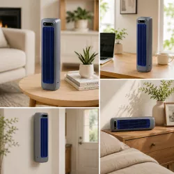 Портативный вентилятор с аккумулятором 2000 mAh - 3 скорости, USB Type-C, до 6 часов работы, серый thumbnail
