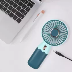 Портативный вентилятор MiniFan ZB-088C - USB-зарядка, 3 лопасти, 1 скорость, подставка в комплекте thumbnail
