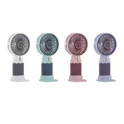 Портативный вентилятор MiniFan ZB-088C - USB-зарядка, 3 лопасти, 1 скорость, подставка в комплекте thumbnail