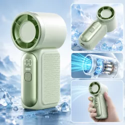 Портативный мини-вентилятор X-688 - ручной, аккумуляторный, USB зарядка, LED-дисплей, регулировка скорости thumbnail
