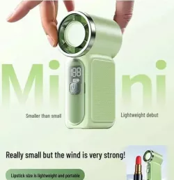 Портативный мини-вентилятор X-688 - ручной, аккумуляторный, USB зарядка, LED-дисплей, регулировка скорости thumbnail