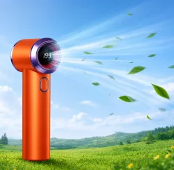 Ручной аккумуляторный вентилятор T-238 Turbo Fan - USB зарядка, 5 Вт, дисплей, ультралегкий thumbnail