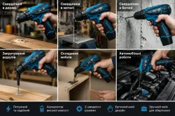 Аккумуляторный шуруповерт UKC 21W - 2 аккумулятора Li-Ion, реверс, 2 скорости, LED-подсветка, кейс в комплекте thumbnail