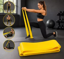 Фитнес-резинка PRO Strength - ленточная, 120x15 см, эластичный латекс, желтая thumbnail
