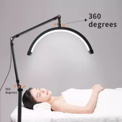Бестеневая LED-лампа Moon F-700B - 36W, 360° поворот, 3200K-5600K, чёрная, регулируемая высота 140-180 см thumbnail