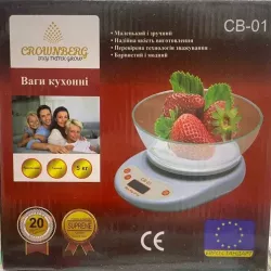 Кухонные электронные весы CROWNBERG CB-01 - до 5 кг, съемная чаша, компактный дизайн thumbnail