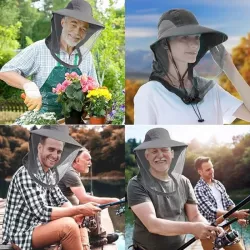 Панама с антимоскитной сеткой - защита от комаров и солнца, водоотталкивающий нейлон, универсальный размер, серый thumbnail
