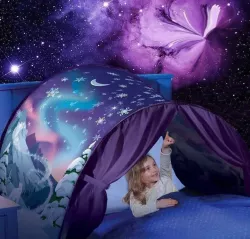 Детская палатка Dream Tents Plus - быстрая установка, подходит для односпальных и двухъярусных кроватей, фиолетовая thumbnail