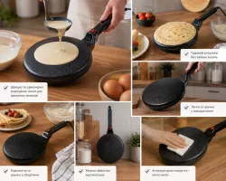 Электрическая блинница CREPE MAKER - 1000 Вт, антипригарное покрытие, диаметр 29 см, погружная система, защита от перегрева thumbnail