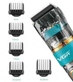 Аккумуляторная машинка для стрижки VGR V-695 - 6 насадок, 3 скорости, LED-дисплей, IPX7 защита, до 5 часов работы thumbnail