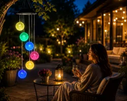Садовая подвесная лампа на солнечной батарее с 6 LED шарами - разноцветное свечение, влагостойкий корпус, автоматическое включение thumbnail