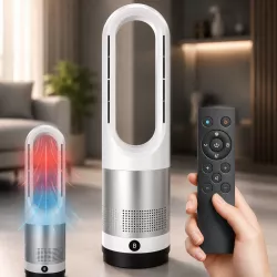 Безлопастной вентилятор-обогреватель Germatic 2в1 - 1200W, LED-дисплей, сенсорное управление, пульт ДУ, автоповорот 80° thumbnail