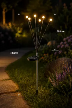 Светильник садовый на солнечных батареях - 6 LED, водонепроницаемый, эффект светлячков, комплект 2 шт thumbnail