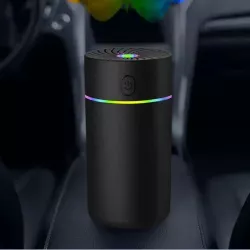 Автомобильный увлажнитель-аромадифузор с ультразвуковым распылением - USB, LED подсветка 7 цветов, компактный, черный thumbnail