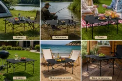 Складной туристический стол Profi Camp 95x55x50 см - алюминиевая конструкция, до 50 кг нагрузки, с сумкой-чехлом thumbnail