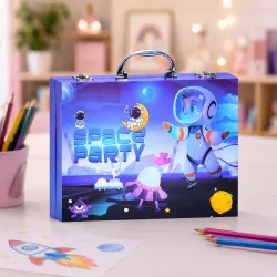 Набор для творчества Space Party - 85 предметов, космическая тематика, металлический чемодан, для детей 3-9 лет thumbnail