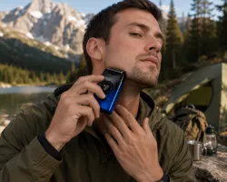Электробритва VGR V-377 Blue - LED-дисплей, двойное лезвие, 21 уровень скорости, 100 минут автономности, зарядка Type-C thumbnail