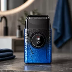 Электробритва VGR V-377 Blue - LED-дисплей, двойное лезвие, 21 уровень скорости, 100 минут автономности, зарядка Type-C thumbnail