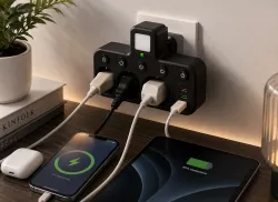 Сетевой фильтр с подсветкой - 3 розетки, 2500Вт, 2xUSB, Type-C, защита от перенапряжений, отдельные выключатели thumbnail
