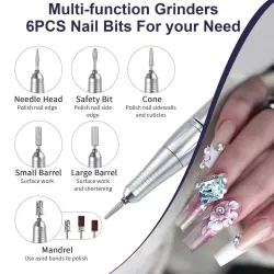 Портативный фрезер для маникюра Nail Polisher Machine V1 - 45000 об/мин, 6 насадок, ЖК-дисплей, до 10 часов работы thumbnail