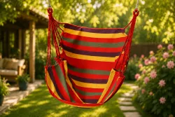 Подвесное кресло-гамак Гавайский - 130x100 см, до 120 кг, Красный, комплект с подушками thumbnail