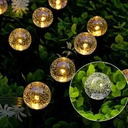 Садовый светильник с солнечной панелью - 20 LED ламп, теплый белый свет, влагозащищенный, автоматическое включение thumbnail