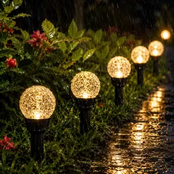 Садовый светильник с солнечной панелью - 20 LED ламп, теплый белый свет, влагозащищенный, автоматическое включение thumbnail