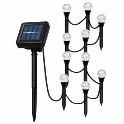 Садовый светильник с солнечной панелью - 20 LED ламп, теплый белый свет, влагозащищенный, автоматическое включение thumbnail
