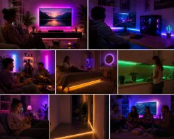 Светодиодная лента RGB 10м - Bluetooth и пульт, SMD5050, питание от USB, гибкая конструкция thumbnail