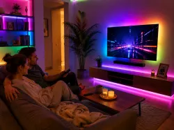 Гибкая RGB LED лента 15 м с USB и Bluetooth - Управление пультом, Подходит для ТВ и мебели thumbnail