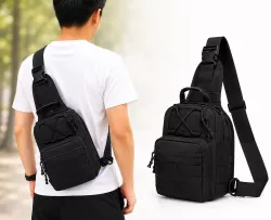 Тактическая сумка через плечо A74 - 5л, нейлон 800D, MOLLE система, черный thumbnail