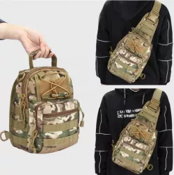 Сумка-рюкзак тактическая через плечо A74 - 5л, нейлон 800D, MOLLE система, бежевый камуфляж thumbnail