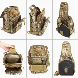 Сумка-рюкзак тактическая через плечо A74 - 5л, нейлон 800D, MOLLE система, бежевый камуфляж thumbnail