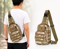 Сумка-рюкзак тактическая через плечо A74 - 5л, нейлон 800D, MOLLE система, бежевый камуфляж thumbnail
