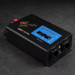 Инвертор UKC AX1800i 1800W - Чистая синусоида, LCD-дисплей, USB/Type-C порты, защита от перегрева и короткого замыкания thumbnail