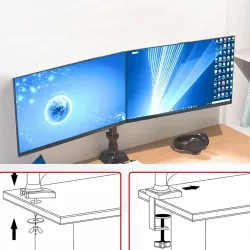 Настольный кронштейн для двух мониторов Z022 - 17"-33", газлифт, поворот 360°, алюминиевый сплав thumbnail
