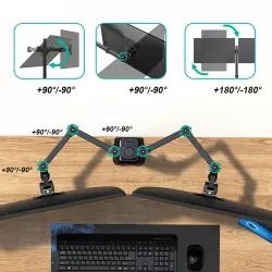 Настольный кронштейн для двух мониторов Z022 - 17"-33", газлифт, поворот 360°, алюминиевый сплав thumbnail
