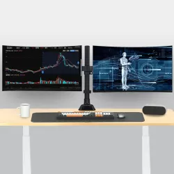 Настольный кронштейн для двух мониторов Z022 - 17"-33", газлифт, поворот 360°, алюминиевый сплав thumbnail