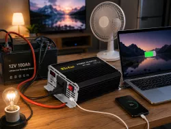 Автомобильный инвертор SU-KAM RPI-1000W - 12V DC на 220V AC, 1000W, алюминиевый корпус, активное охлаждение thumbnail