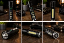 Аккумуляторный фонарик UKC Luminous S200 - LED освещение, 4 режима, зарядка USB Type-C, боковая панель thumbnail