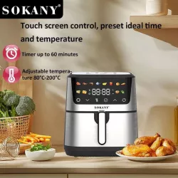 Аэрофритюрница Sokany SK-10066 - 9.5 л, 2400 Вт, 12 программ, электронное управление, тайме thumbnail